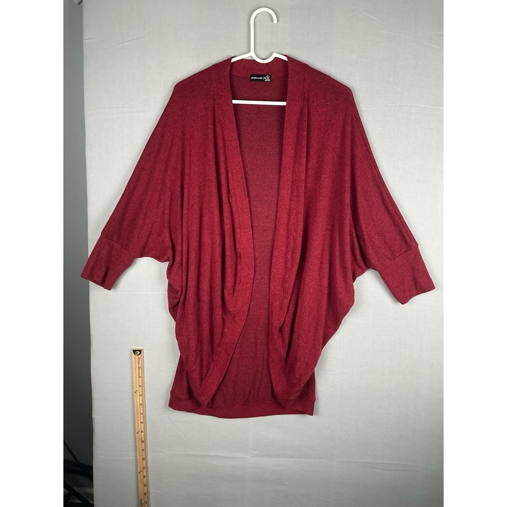 Popular 21 Womens Open Front Cardigan Red Dolman Sleeve Lightweight Size L